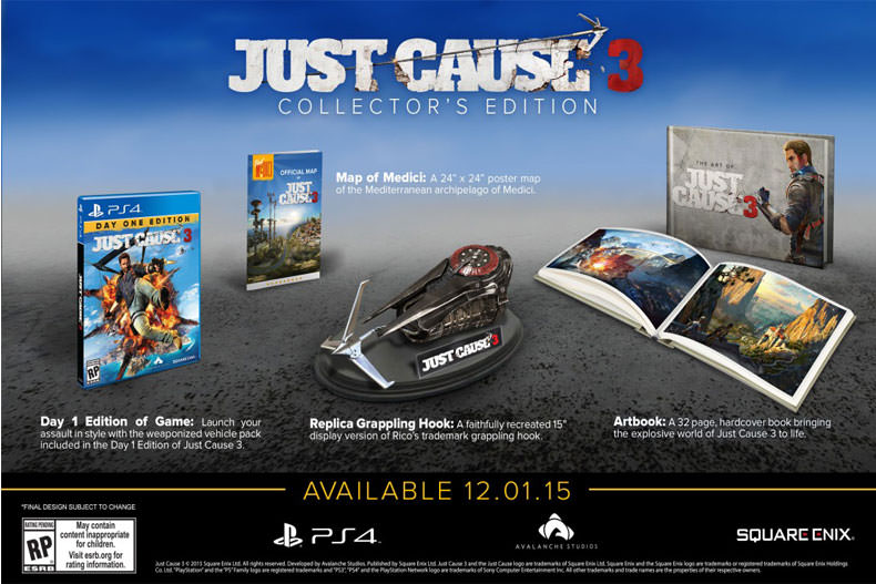 نسخه کالکتور بازی Just Cause 3، شامل قلاب شخصیت اصلی بازی خواهد بود
