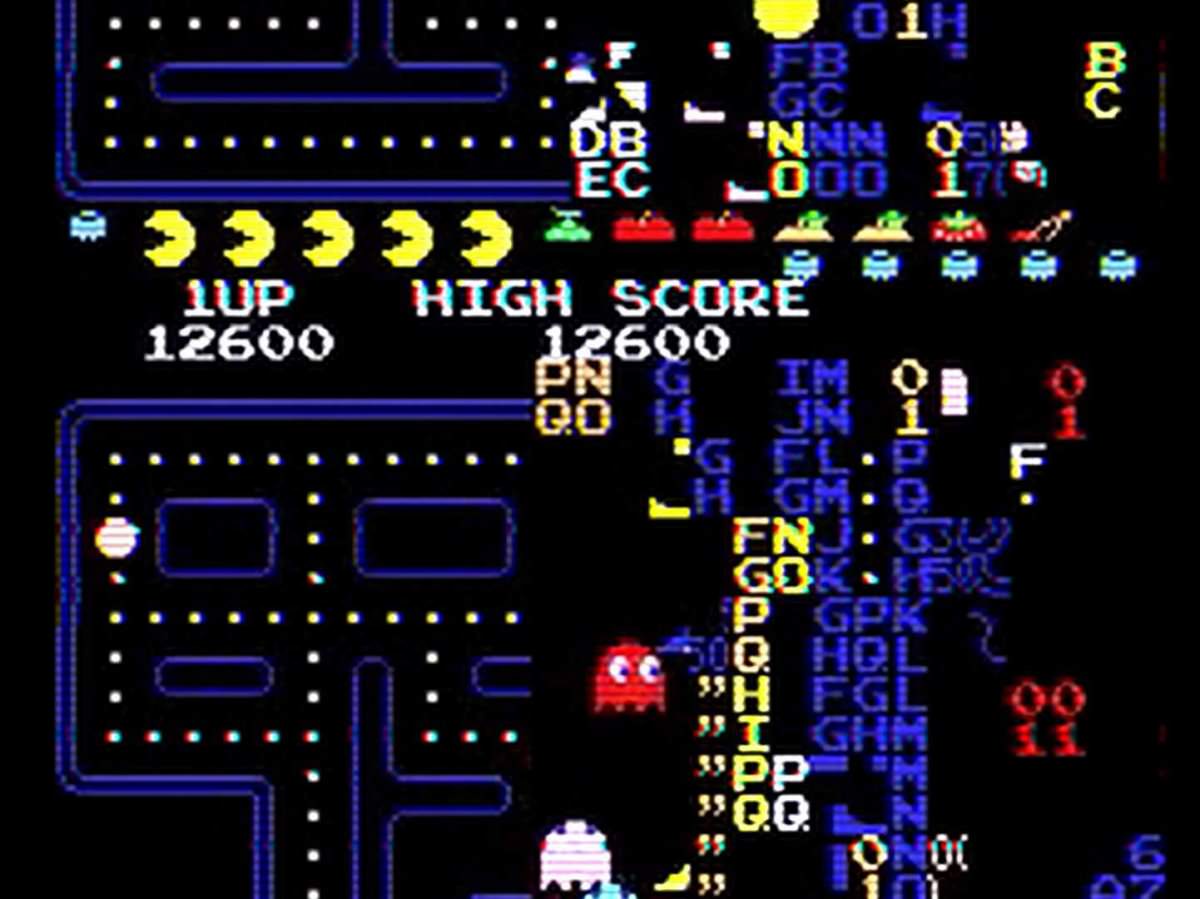 باگ معروف مرحله‌ی ۲۵۶ بازی Pac-Man که مانع از به اتمام رساندن آن می‌شد.
