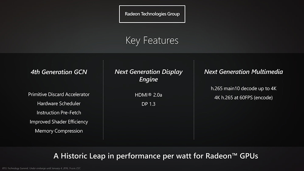 ویژگی‌های چندرسانه‌ای و موتور گرافیکی نسل بعدی AMD، بخشی از سخت‌افزار پولاریس هستند. اما آن‌ها بخش‌های جداگانه‌ای هستند که می‌توانند به طور مستقل به پردازنده‌ی کنسولی اضافه شوند و با فناوری‌های قدیمی‌تر گرافیکی کار کنند.