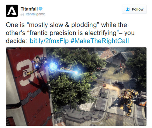مقایسه Titanfall 2 و Call of Duty: Infinite Warfare در توییت تایتانفال