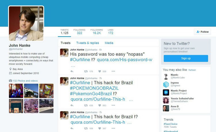 هک شدن حساب کاربری مدیر نیانتیک لبز در توییتر