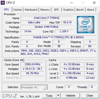 MSI GS73VR 7RF CPU Z