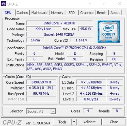 CPU Z 1 MSI GT73VR 7RE 