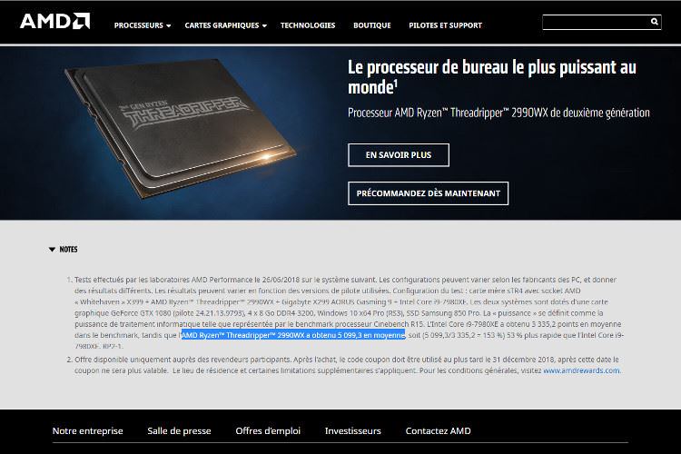 AMD France Ryzen Threadripper 2990WX