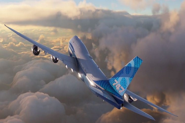 هواپیمای مسافربری در حال پرواز بازی Microsoft Flight Simulator