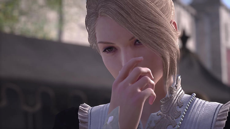 مادر جاشوآ دست خود را جلوی صورتش گرفته در Final Fantasy 16