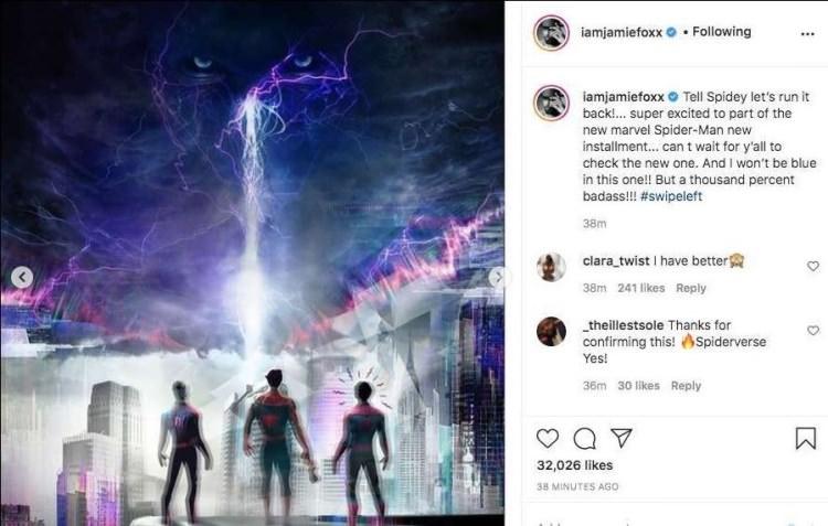 پست پاک شده جیمی فاکس در اینستاگرام برای تایید حضور الکترو در فیلم Spider-Man 3