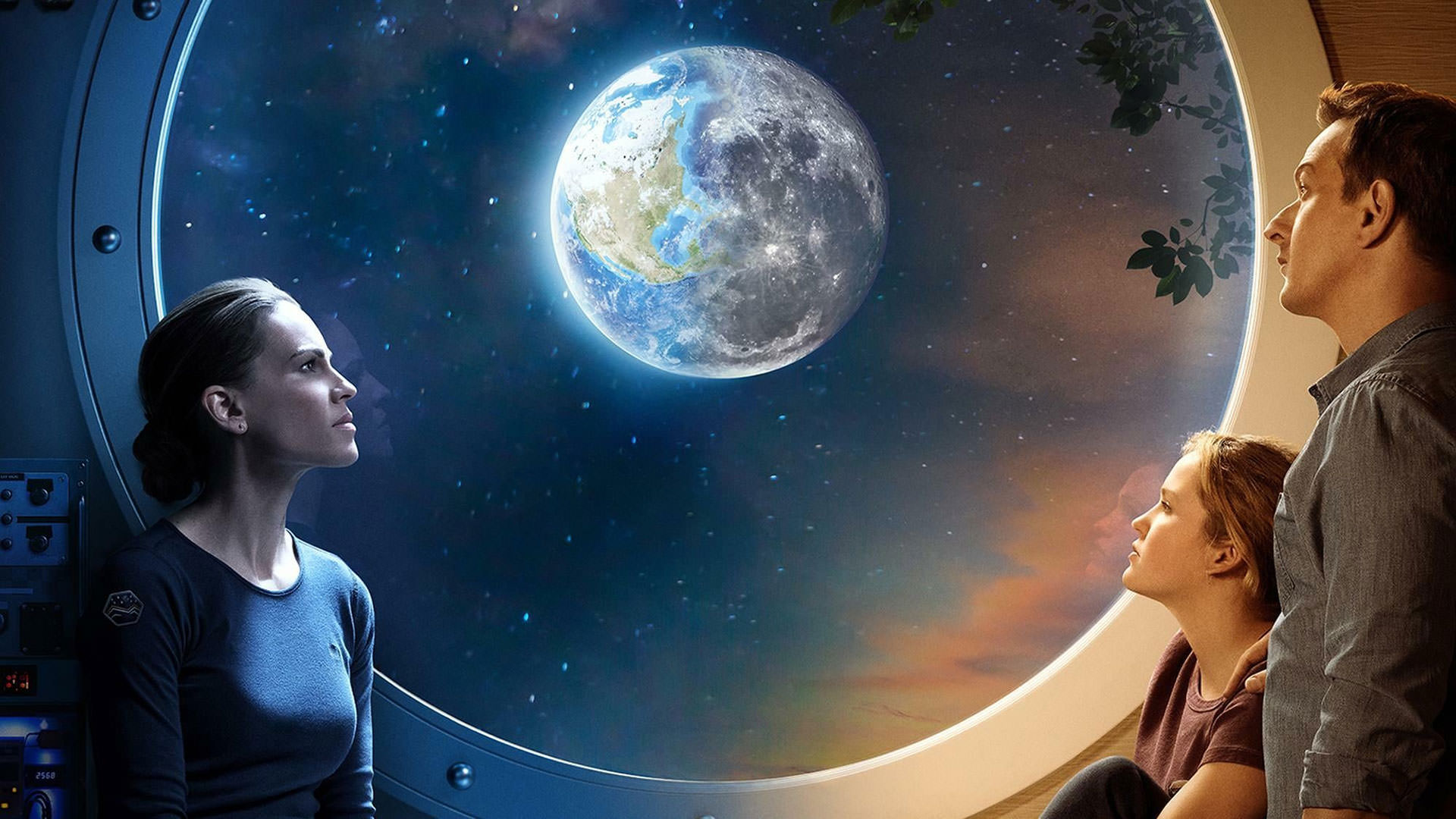 هیلاری سوانک در سریال Away با منظره کره زمین