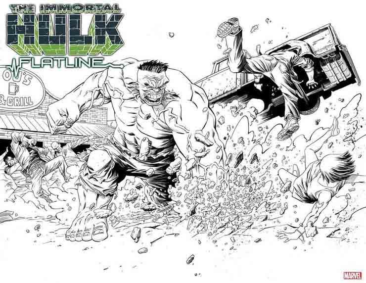 شخصیت هالک در حال نابود کردن همه چیز در کمیک Immortal Hulk: Flatline