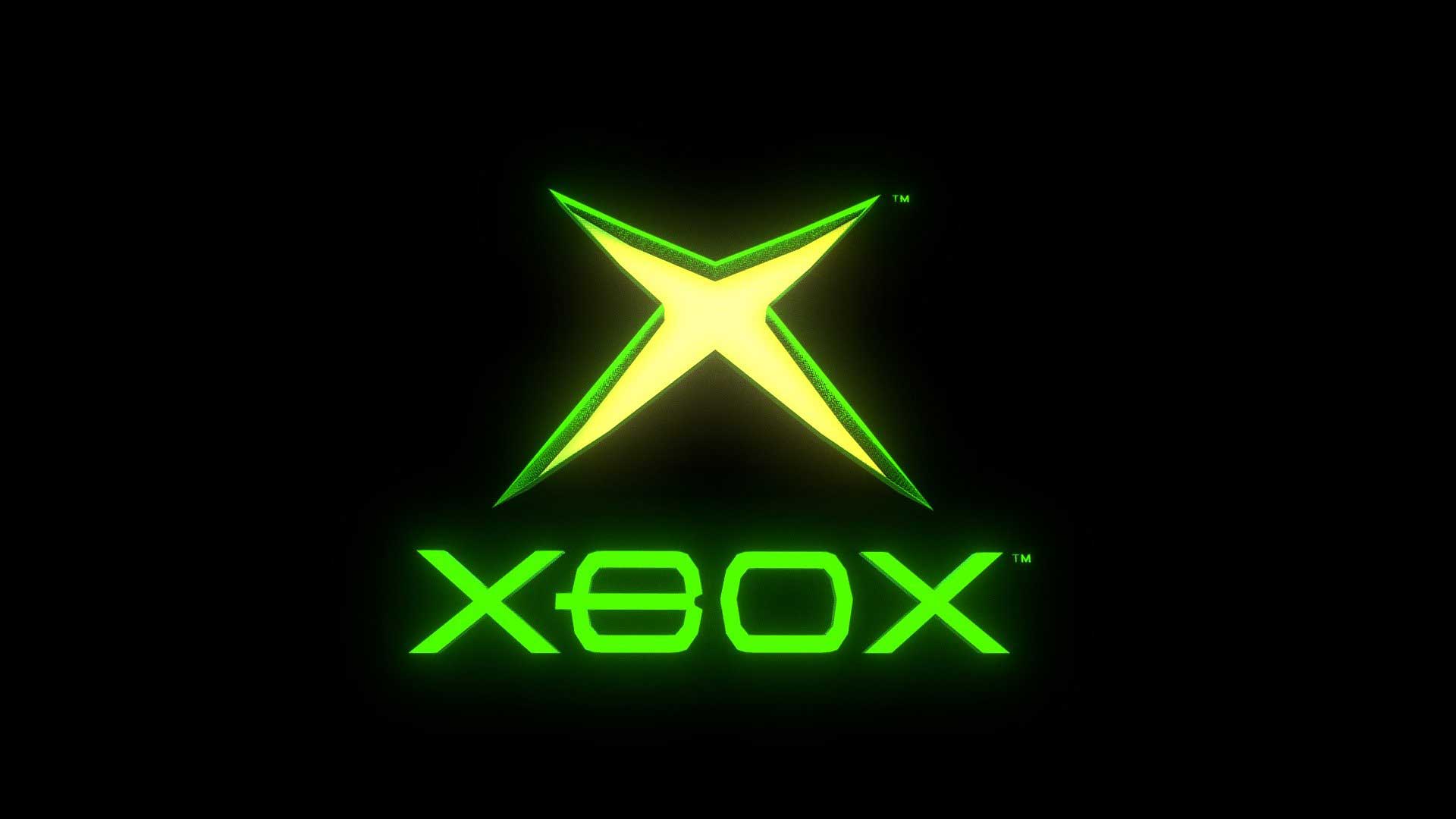 ایکس باکس مایکروسافت با لوگو سبز قدیمی روی صفحه سیاه