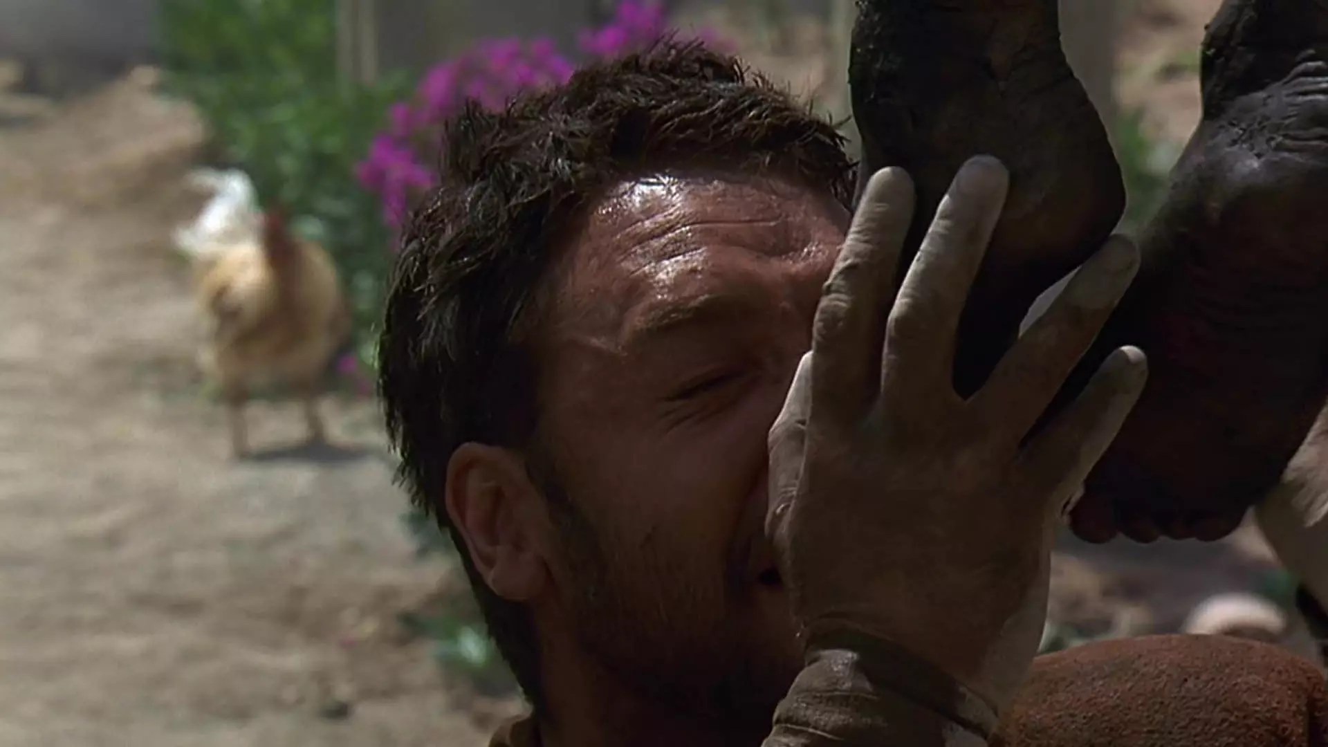 گریه کردن شخصیت ماکسیموس به‌خاطر مرگ همسر و فزرند خود در فیلم gladiator