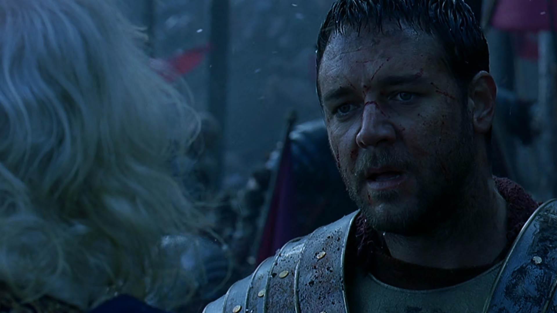 زخم‌های صورت شخصیت ماکسیموس با بازی راسل کرو در فیلم gladiator