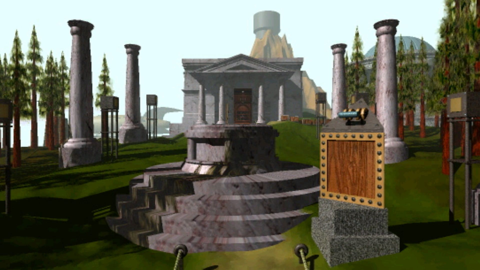 بازی myst  تصویر منظره ای با معبد و ستون های یونانی