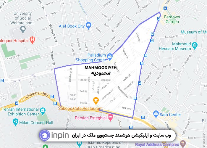 نقشه محمودیه گوگل تهران