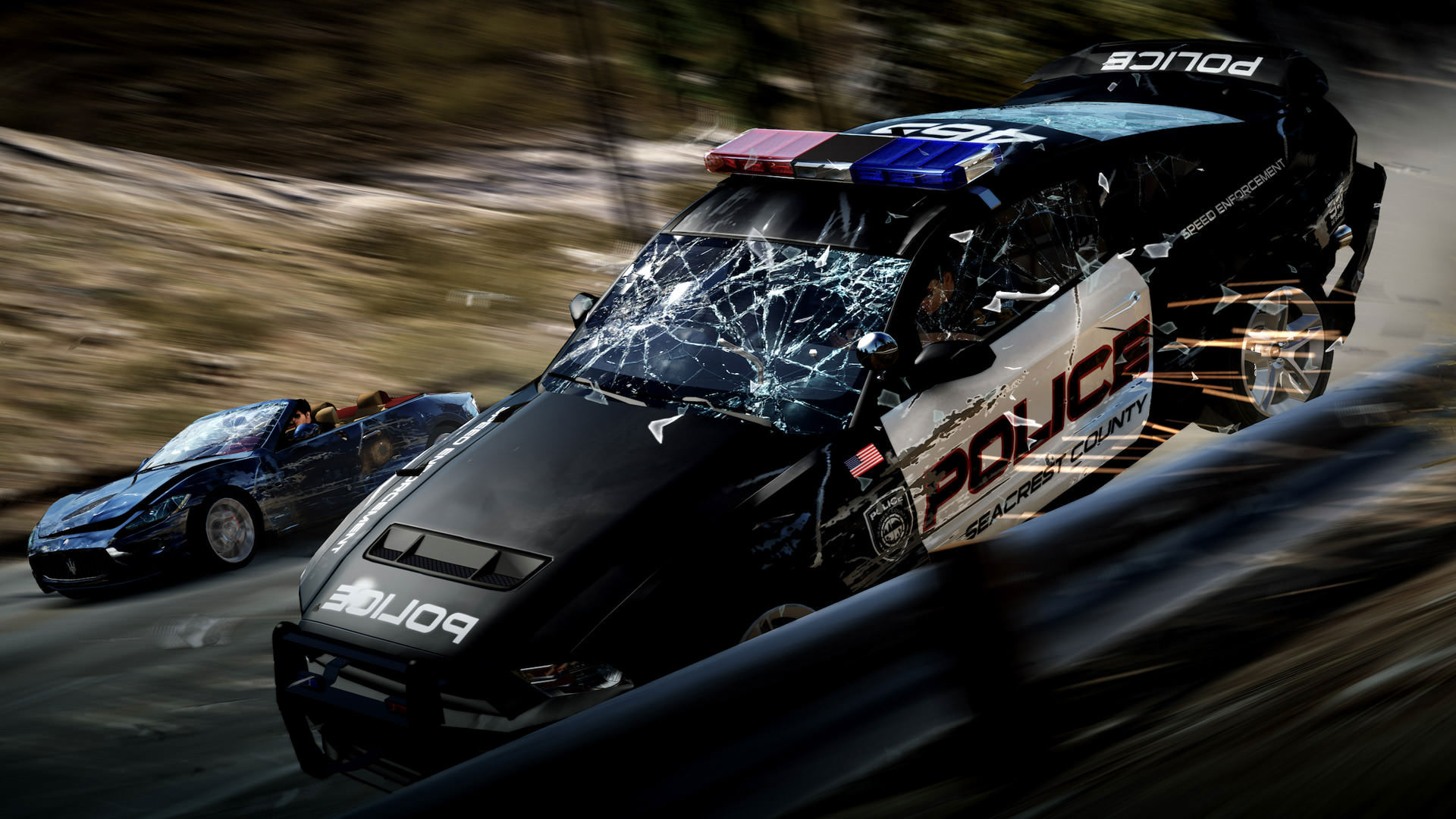 صحنه اکشن تصادف پلیس و ماشین مسابقه در بازی Need for Speed Hot Pursuit Remastered