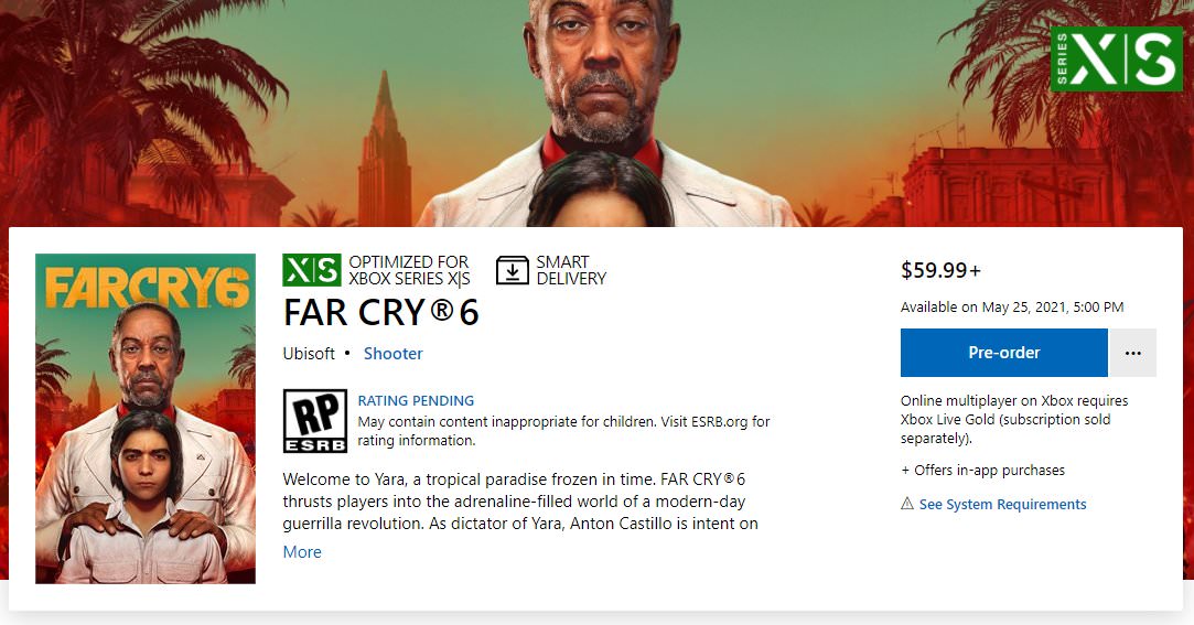 تاریخ انتشار احتمالی Far Cry 6 در فروشگاه آنلاین مایکروسافت