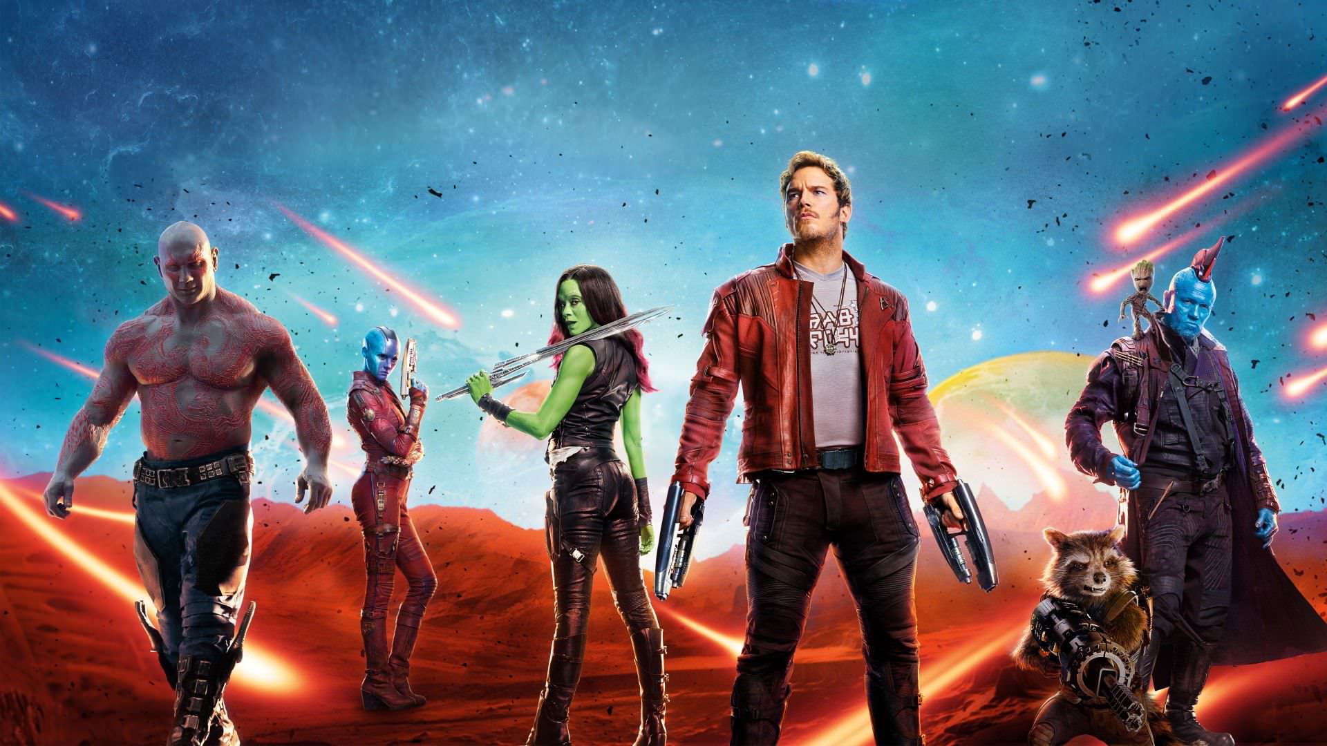 اعضای گروه نگهبانان کهکشان در فیلم Guardians of the Galaxy Vol 2