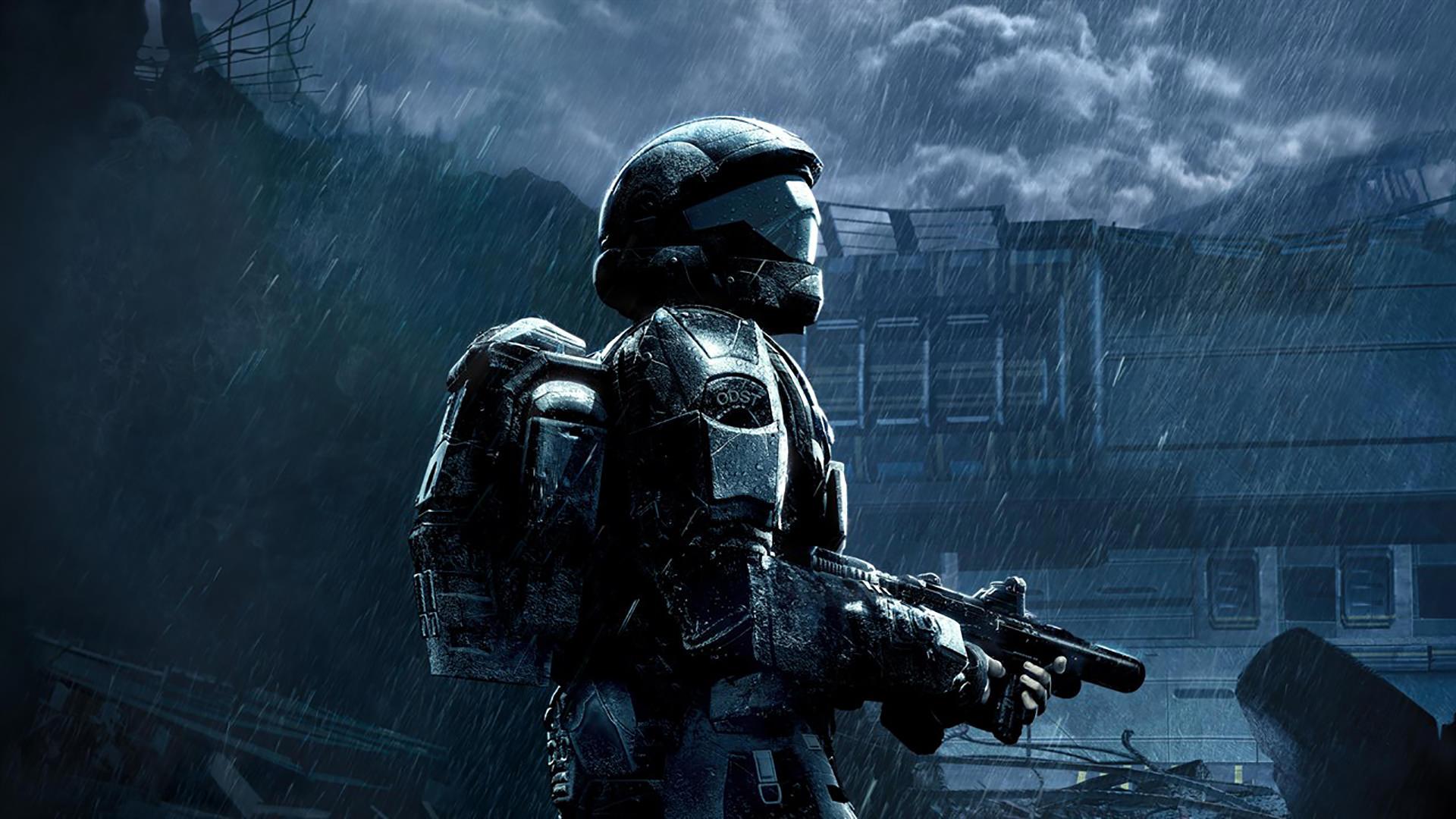 مستر چیف در نمای بارانی بازی Halo