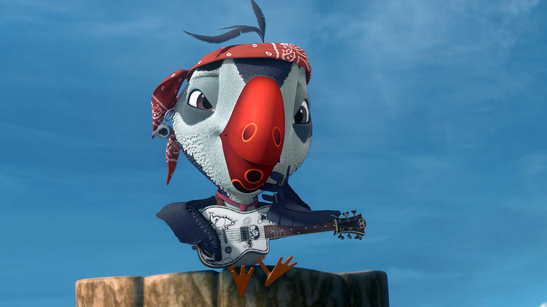 سریال Puffins با گیتار و سربند قرمز که جانی دپ نقش او را بازی می‌کند