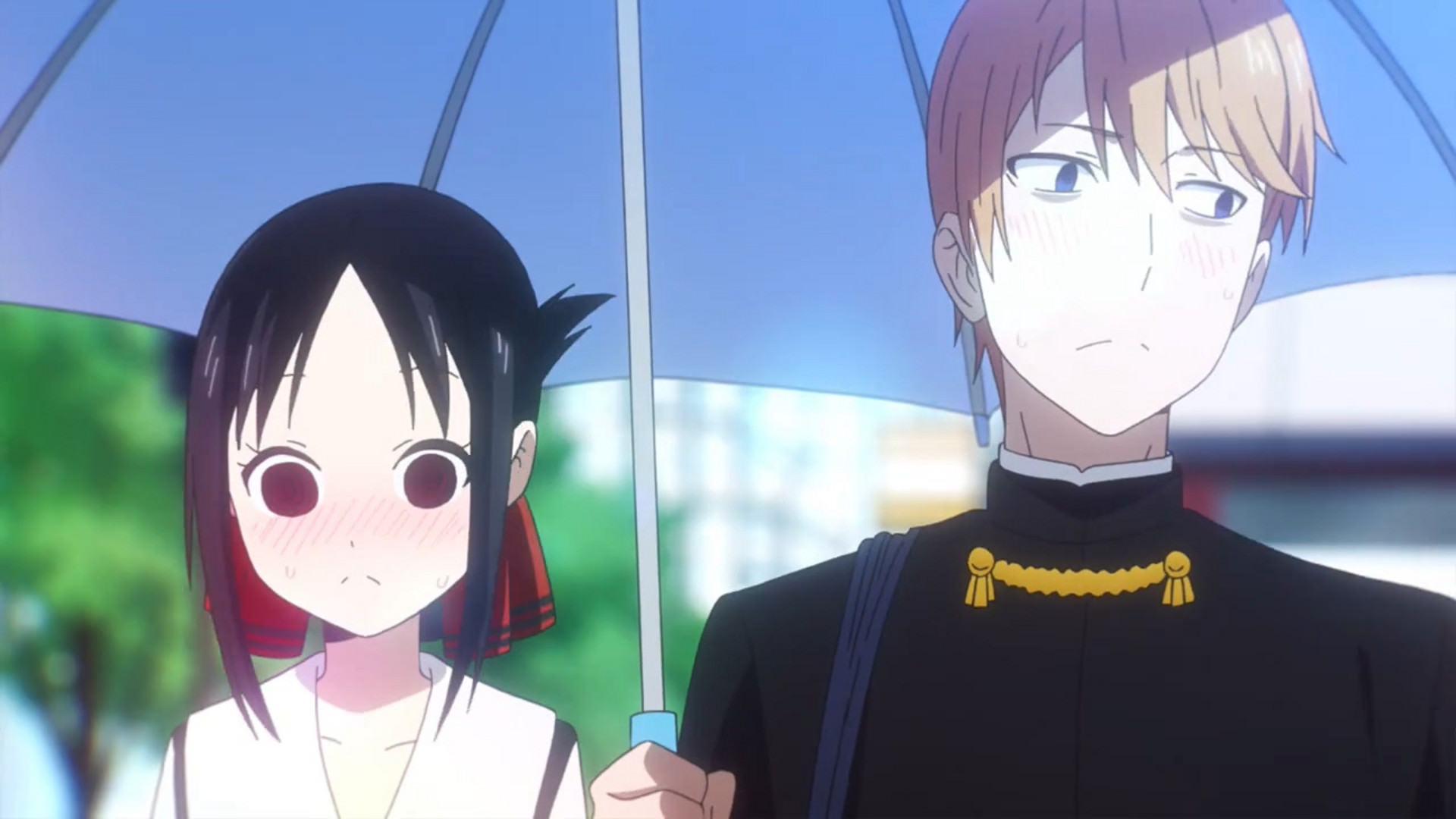   Kaguya-sama: Love is War کاگویا و میوکی زیز یک چتر در انیمه