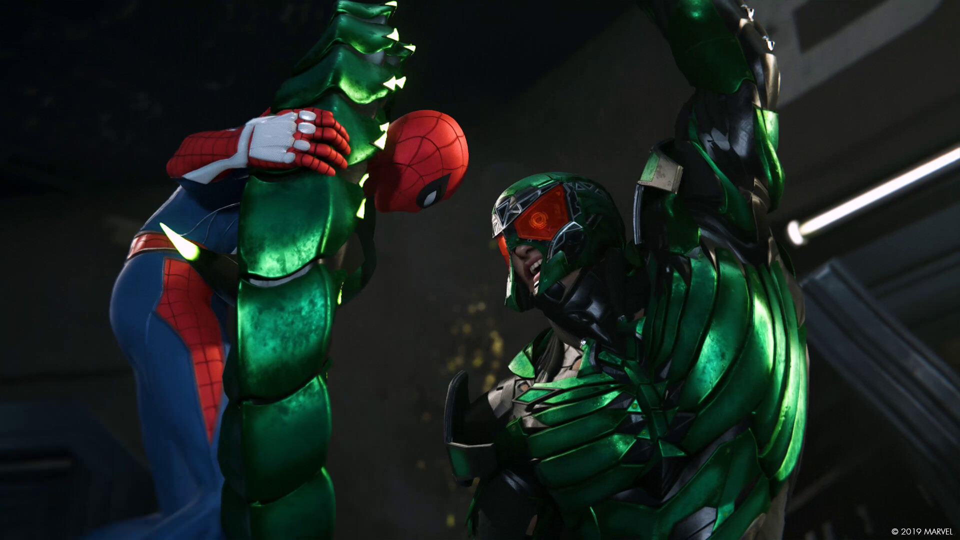 مرد عنکبوتی گرفتار در چنگال اسکورپیون در بازی Spider-Man 