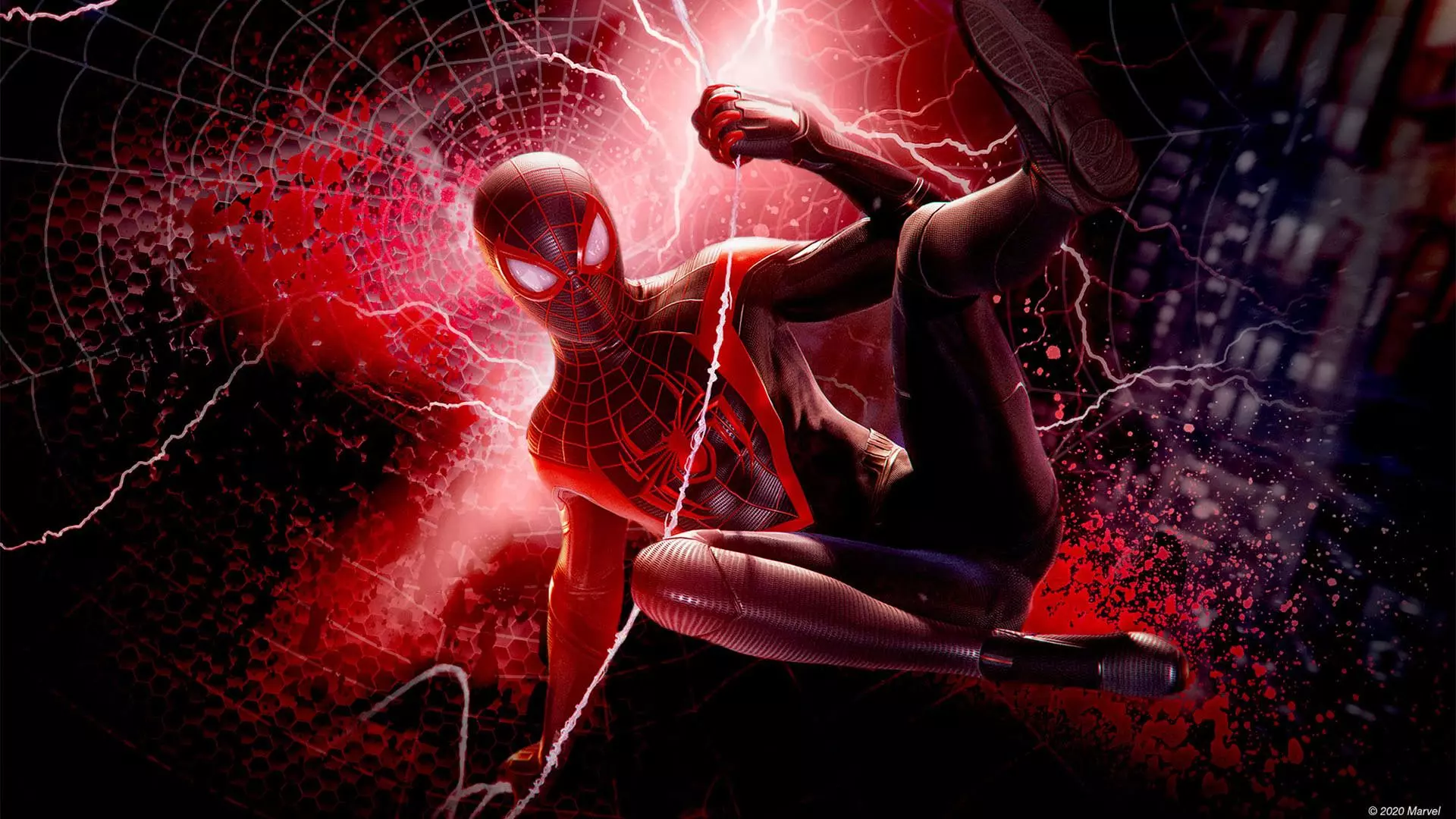 اسپایدرمن درحال تار تنیدن در بازی Spider-Man Miles Morales
