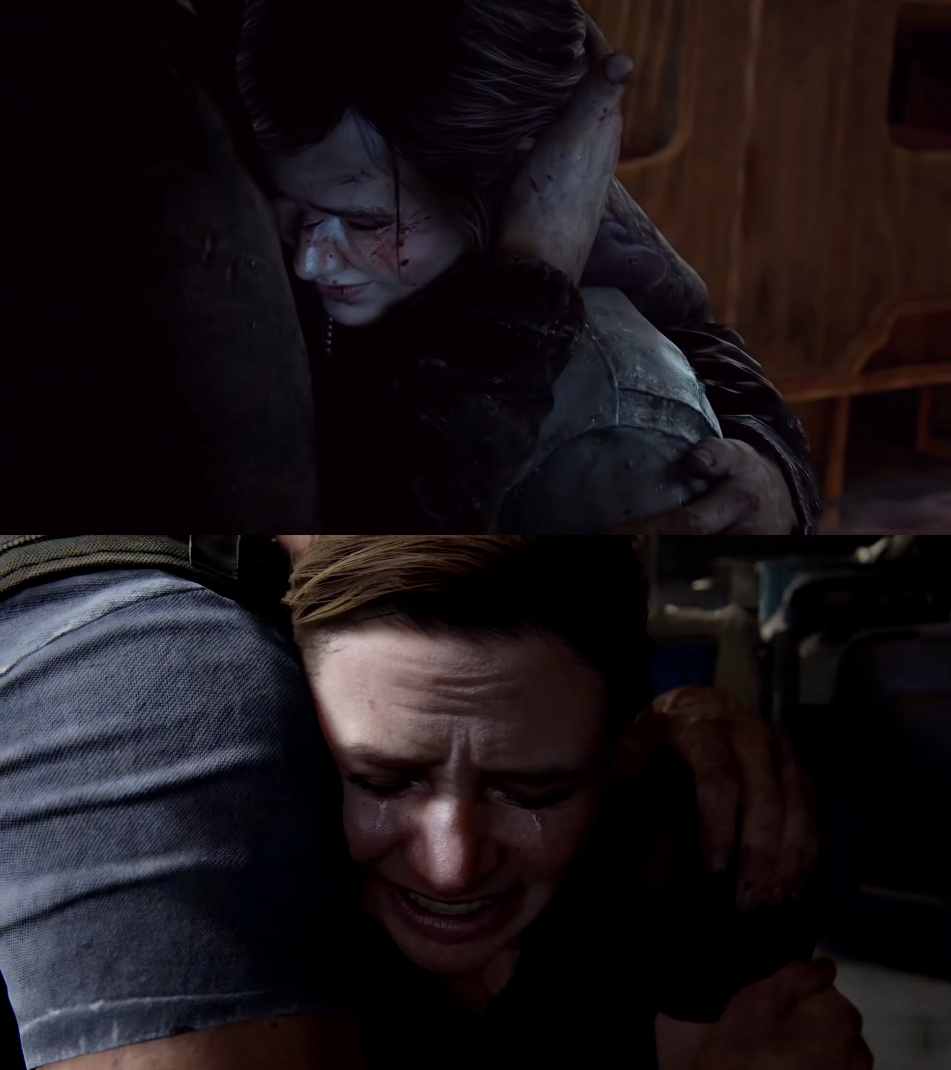 الی در آغوش جول گریه می‌کند