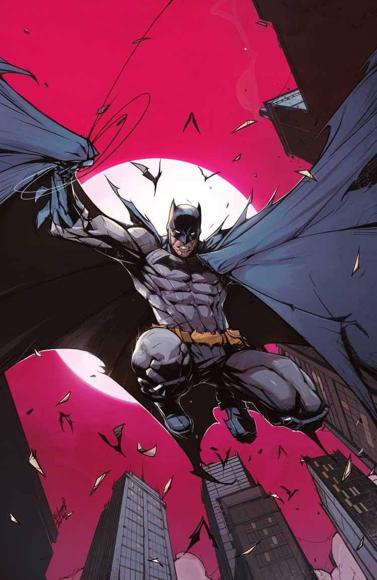 بتمن در حال پرواز با شنل خود روی جلد سری کتاب کمیک Batman: Urban Legends 