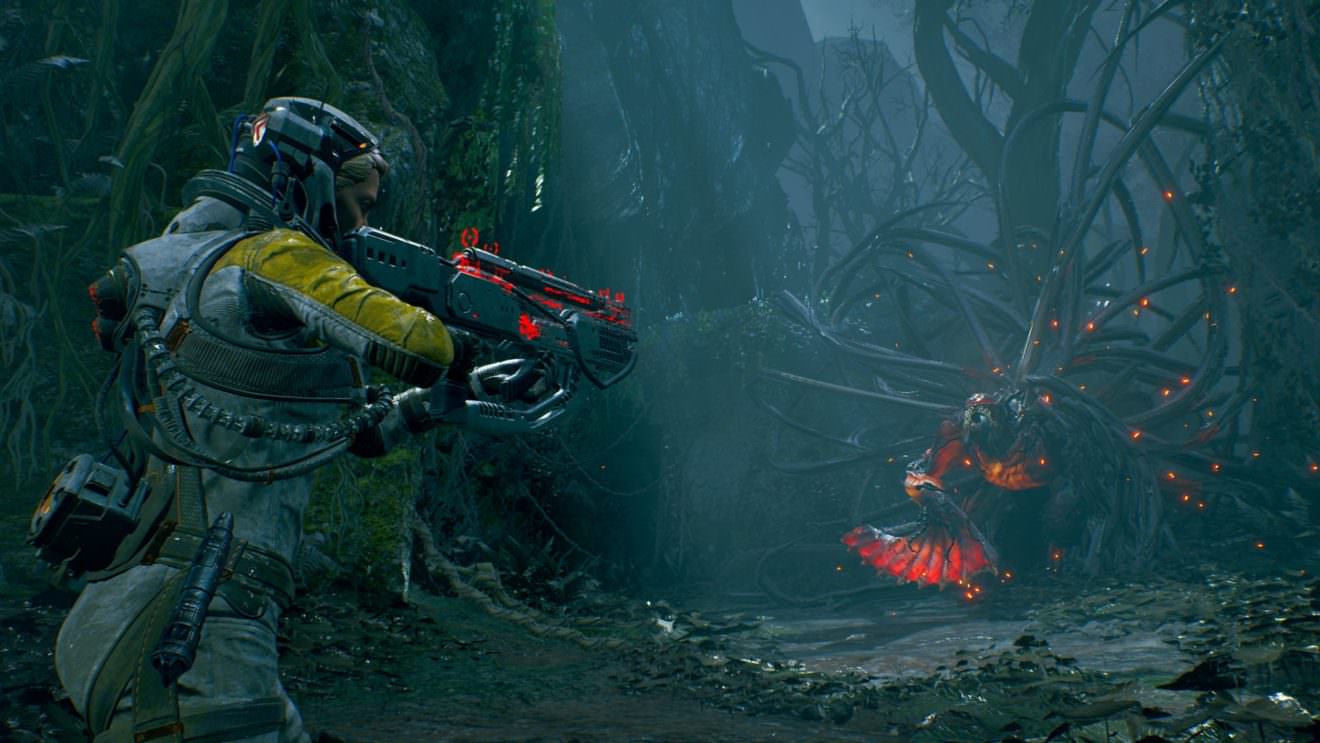 شلیک با تفنگ عجیب به سمت موجودات بیگانه ترسناک در بازی ریترنال