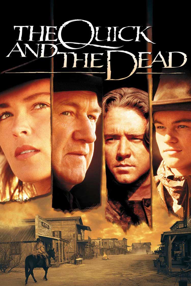 پوستر فیلم وسترن The Quick and The Dead به کارگردانی سم ریمی و با بازی دی کاپریو نمایشی اسبی تنها در یک شهر قدیمی بزرگ