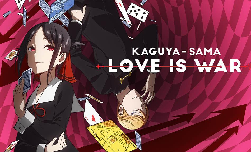 کاگویا و ساما در کاور قرمز انیمه‌ی Kaguya Sama: Love Is War