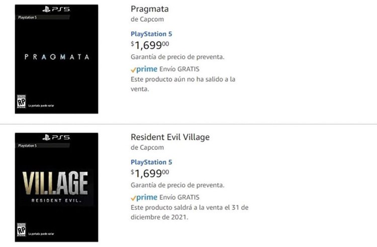 صفحه پیش خرید دو بازی Resident Evil Village و Pragmata برای پلی استیشن 5 در آمازون