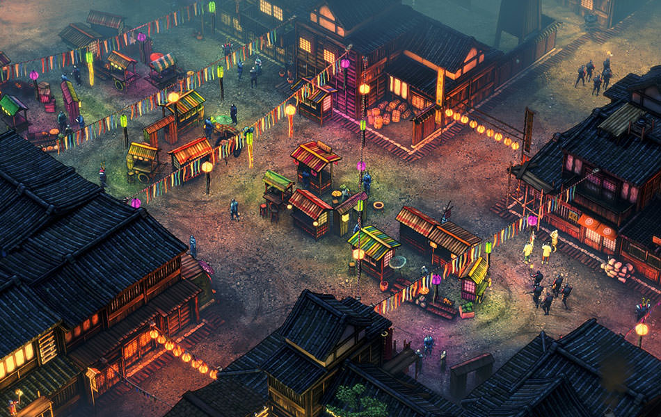 منطقه شهری و ساختمان‌ها در بازی بازی Shadow Tactics