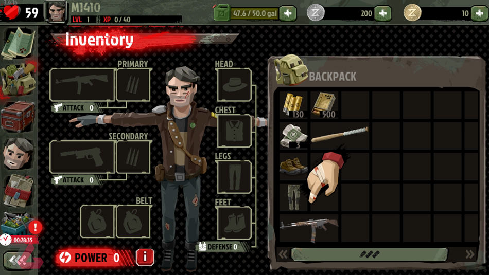 نمایش یک انسان با جعبه هایی کنار اعضای بدن او بازی The Walking Zombie 2