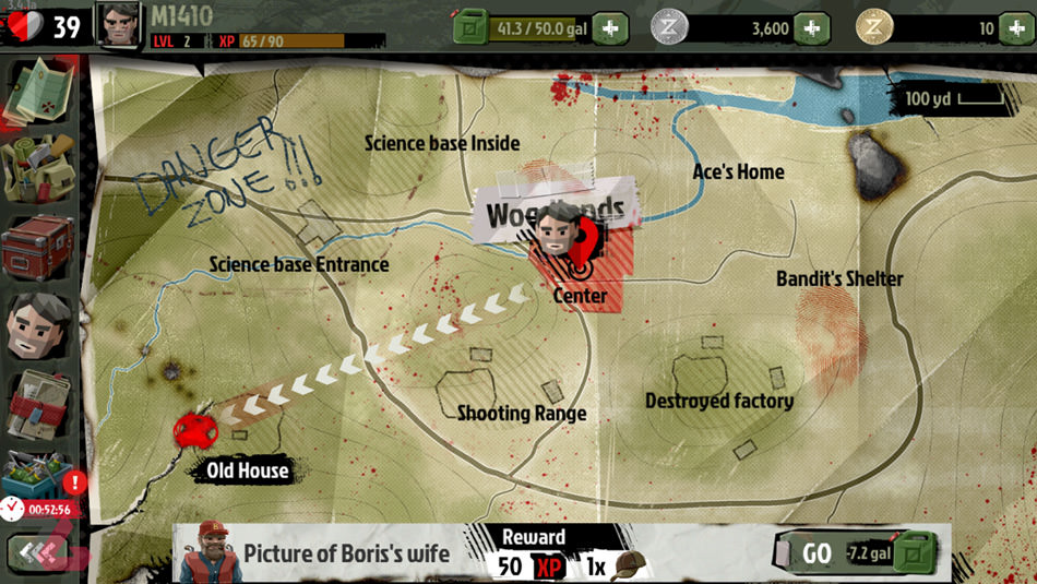 نقشه ای با مسیرهای مشخص برای راهنمای کاربران بازی The Walking Zombie 2