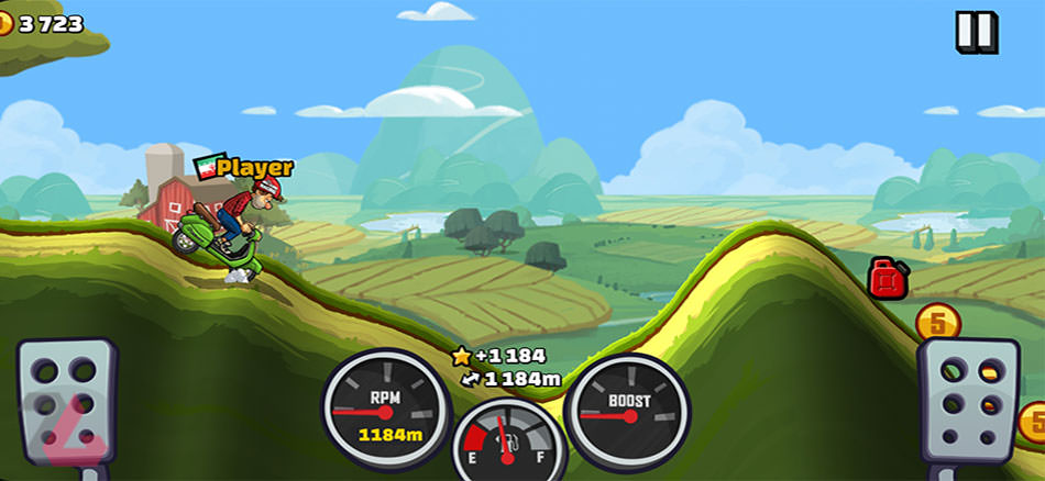 گیم پلی بازی در هدایت موتور بازی Hill Climb Racing 2