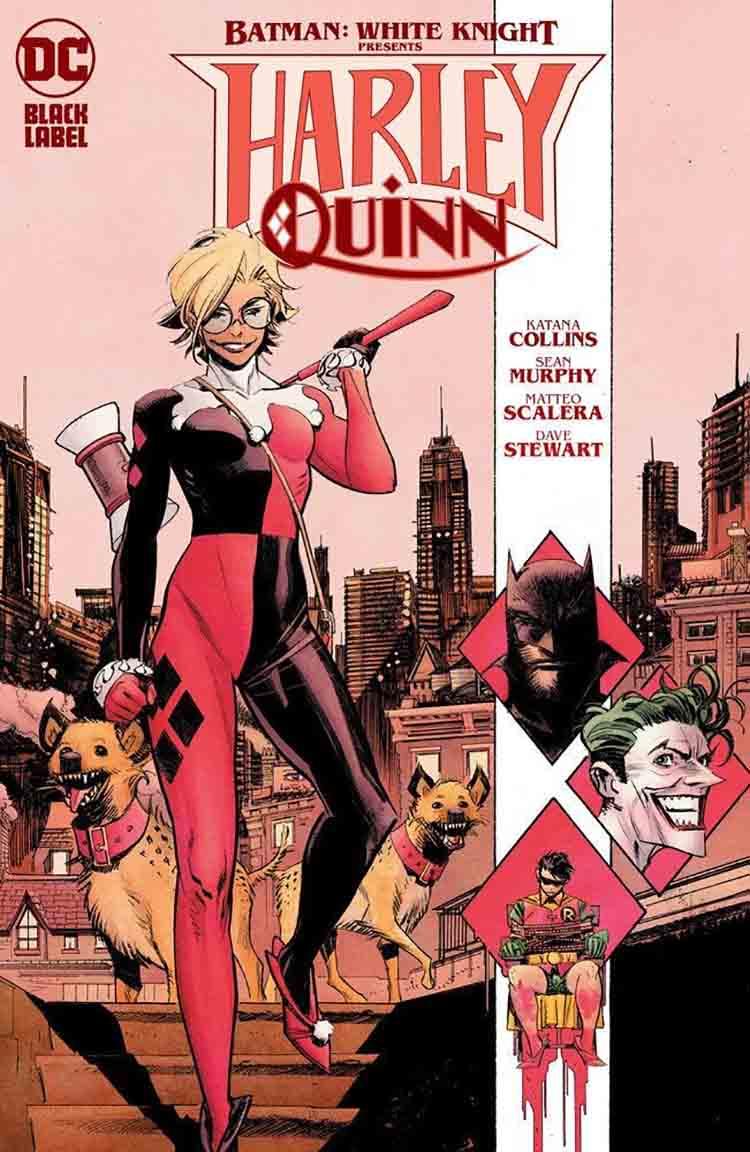 هارلی کویین، بتمن، جوکر و رابین روی جلد سری کتاب کمیک Batman: White Knight Presents Harley Quinn