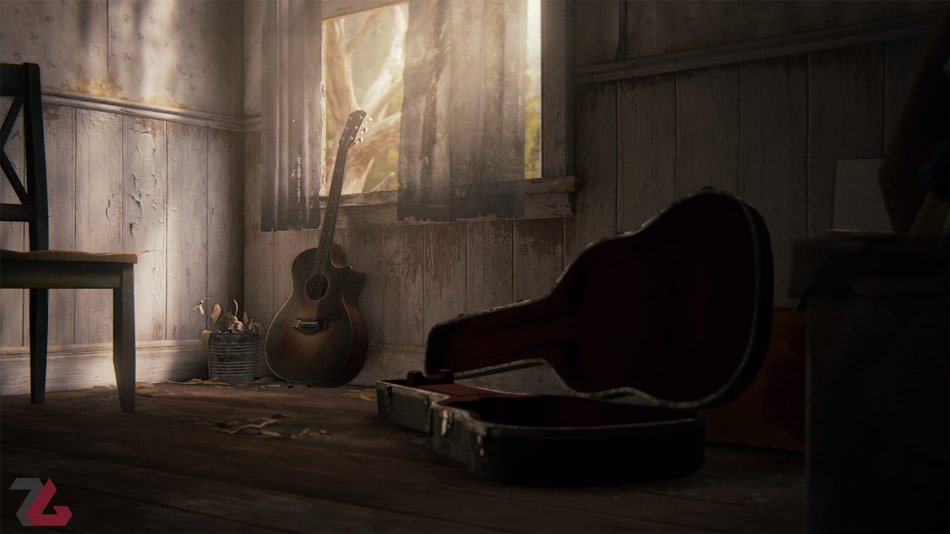 گیتار در اتاق تاریک بازی The Last of Us Part 2
