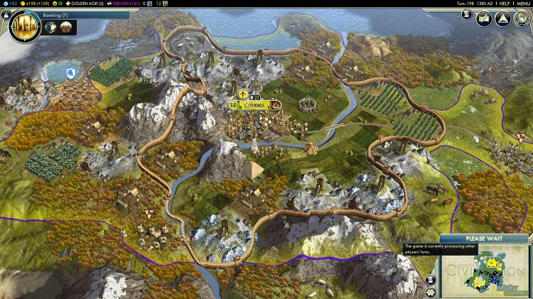 نقشه بازی استراتژی Civilization در حالت نوبتی