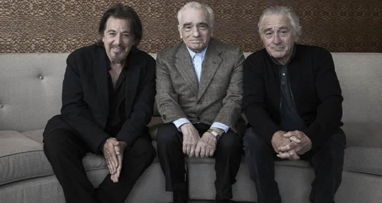 رابرت دنیرو، آل پاچینو و مارتین اسکورسیزی در مراحل ساخت فیلم مرد ایرلندی