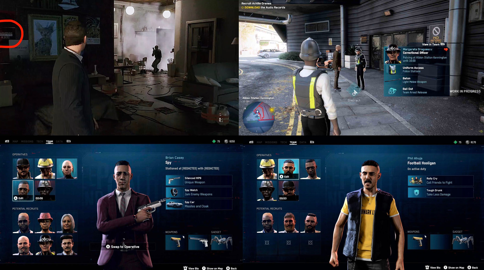 تصاویر دو مرد و یک پلیس با لباس‌های متفاوت در بازی Watch Dogs Legion