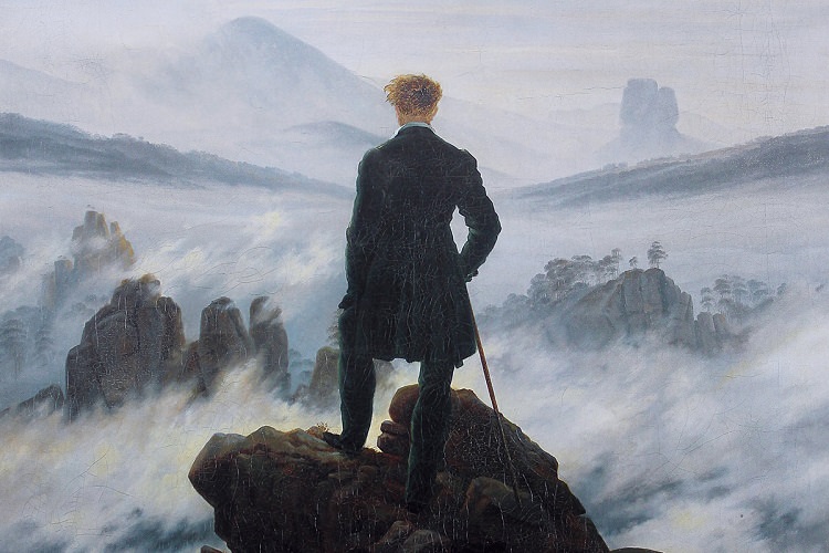 نقاشی مرد روی صخره از داوید فردریش