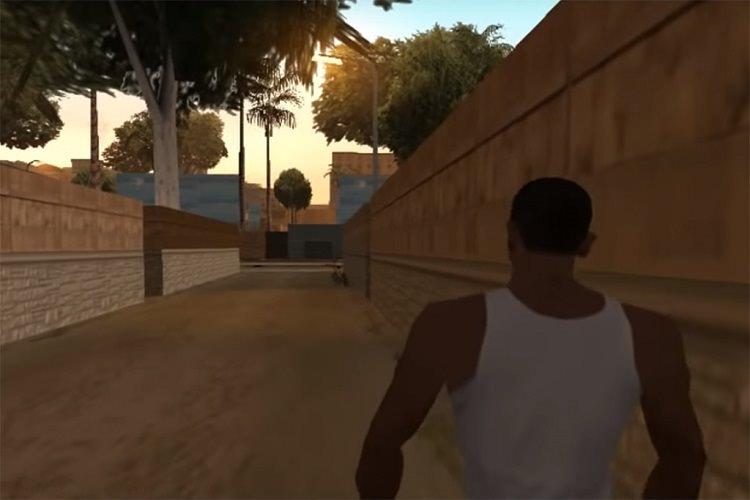 کاراکتر CJ در ابتدای بازی Grand Theft Auto: San Andreas