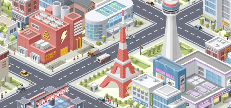 شهرسازی متنوع و استفاده از برج‌ها وساختمان‌های مختلف در Pocket City