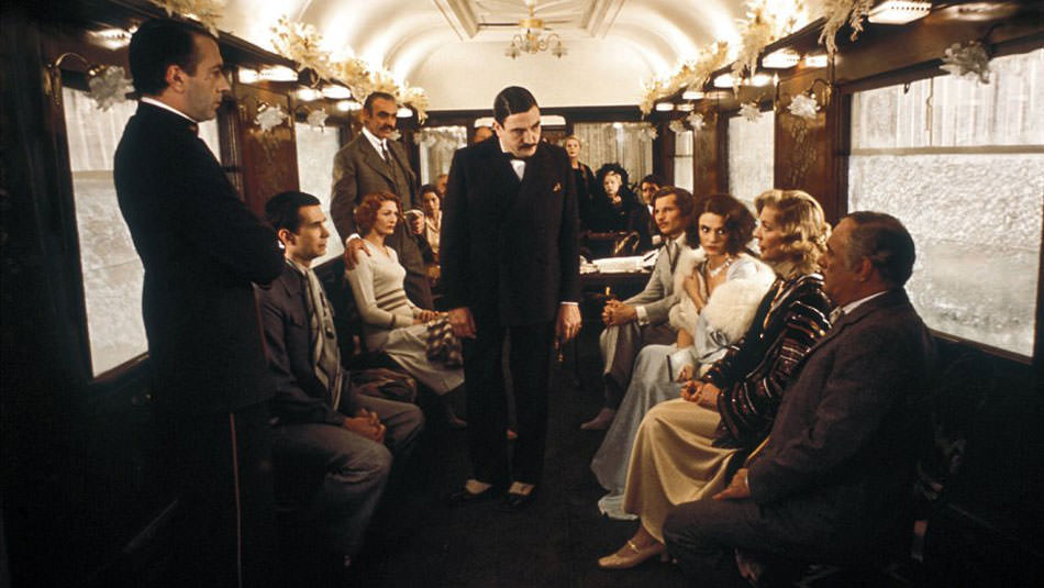  اینگرید برگمن، آلبرت فینی، لورن باکال، ژاکلین بیسه، مایکل یورک و شان کانری در فیلم Murder on the Orient Express
