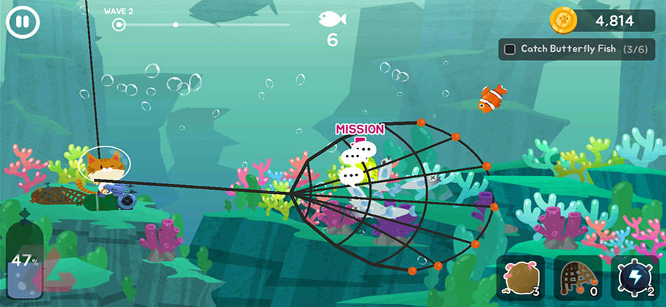 استفاده از تور ماهی گیری در بازی The Fishercat