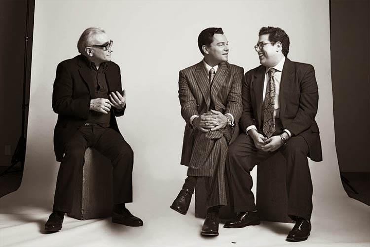 مارتین اسکورسیزی، جونا هیل و لئوناردو دی‌کاپریو در فیلم The wolf of wall street