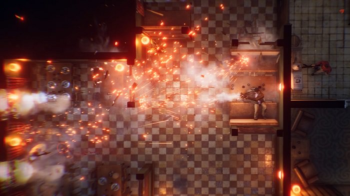 کشتار جمعی در بازی های ویدئویی در نمایی از بالا همراه با آتش و انفجار