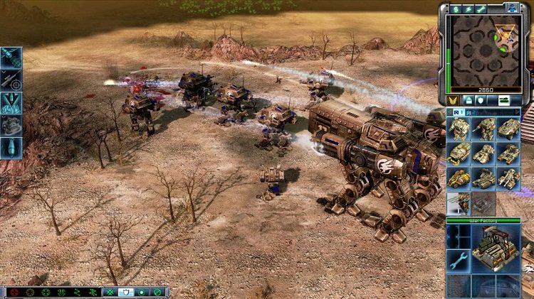 نمایش قاب های سخت جدا از جهان بازی شامل ماشین های نظامی در بازی Command & Conquer 3