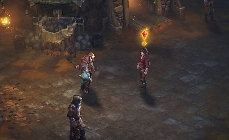 وجود علامت سوال بالای سر کاراکتر به عنوان بخشی از جهان بازی و واسطه گرافیکی در بازی Diablo